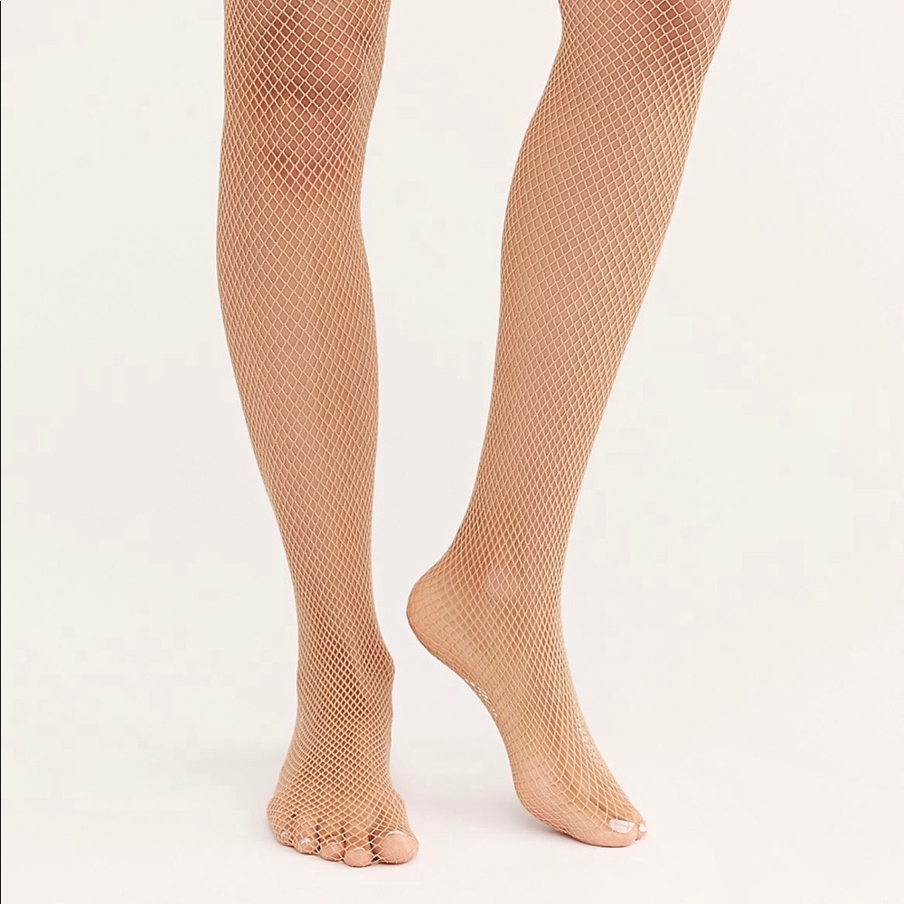 Free People Taupe Fishnet Tights